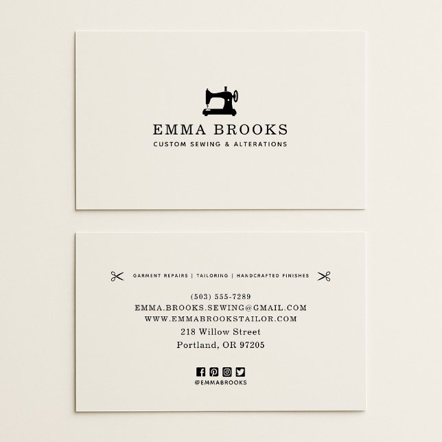 Sewing & Alterations Business Card, logo, SM icons Card (Creator Uploaded)