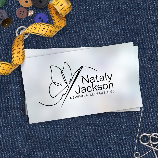 Sewing and Alterations - Butterfly Needle  Business Card (Creator Uploaded)