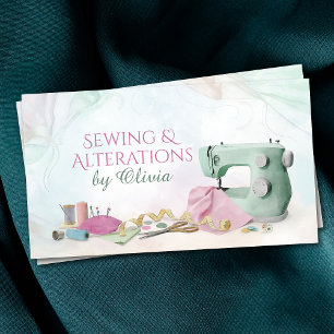 Sewing and Alterations Services - Watercolor Art Business Card