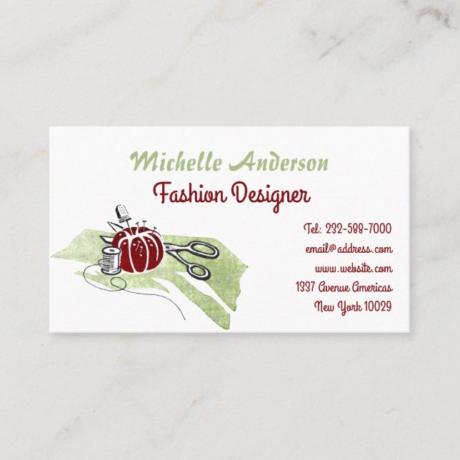Sewing and fashion business card (Front)