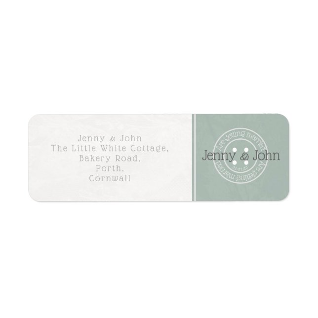 Sewing button wedding lace and green address label (Front)