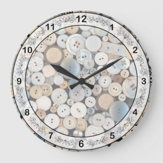Sewing - Buttons - Lots of white buttons Large Clock