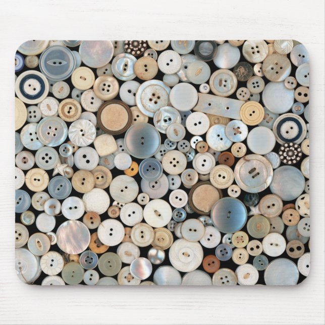 Sewing - Buttons - Lots of white buttons Mouse Pad (Front)