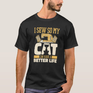 Sewing Cat Sewer Machine  Seamstress Handcraft Sew T-Shirt