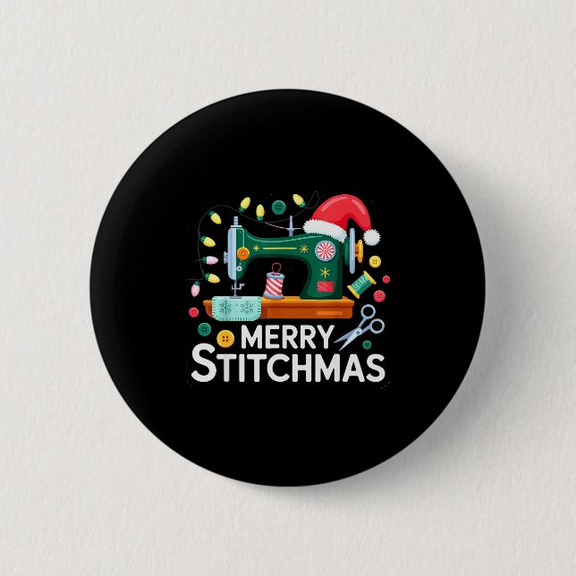 Sewing Christmas Xmas Quilting Merry Mas  2 Inch Round Button (Front)