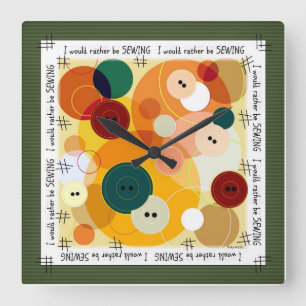Sewing Circles Buttons Digital Art Square Wall Clock