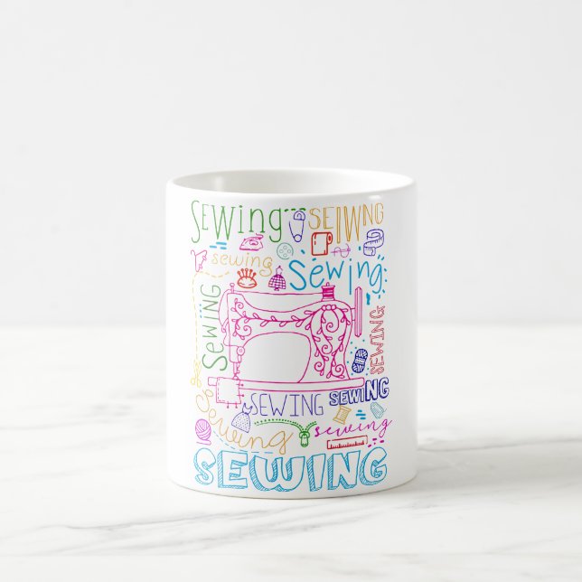 Sewing Colour Typography Sewing Lovers Coffee Mug (Center)