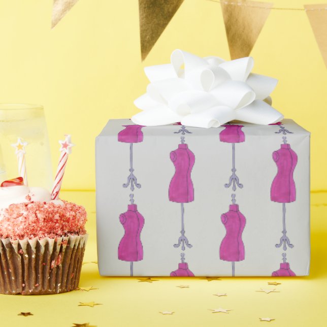 Sewing Costume Fashion Design Mannequin Dressform Wrapping Paper (Birthday Party)