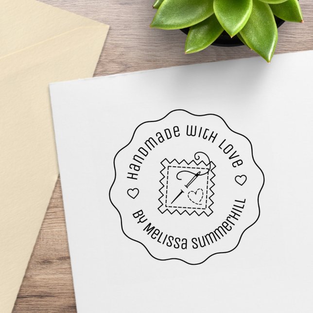 Sewing Craft Handmade with Love Wavy Rubber Stamp (Creator Uploaded)