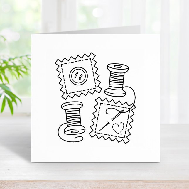 Sewing Craft Hobby - Fabric Button Needle Thread Rubber Stamp (Creator Uploaded)
