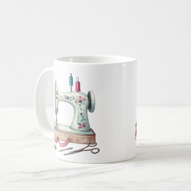 Sewing design mug craft sewing machine mums  (Front Left)