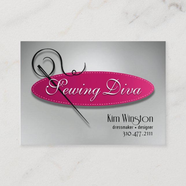 "Sewing Diva" - Seamstress, Dressmaker, Designer Business Card (Front)