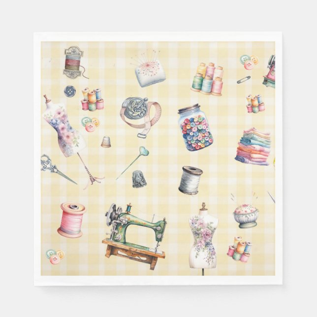 Sewing ephemera, sewing circle, party napkin (Front)