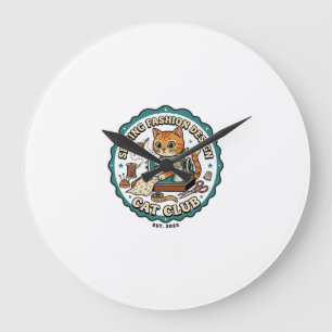 Sewing Fashion Design Cat Cat Lover Gift - Sewing  Large Clock