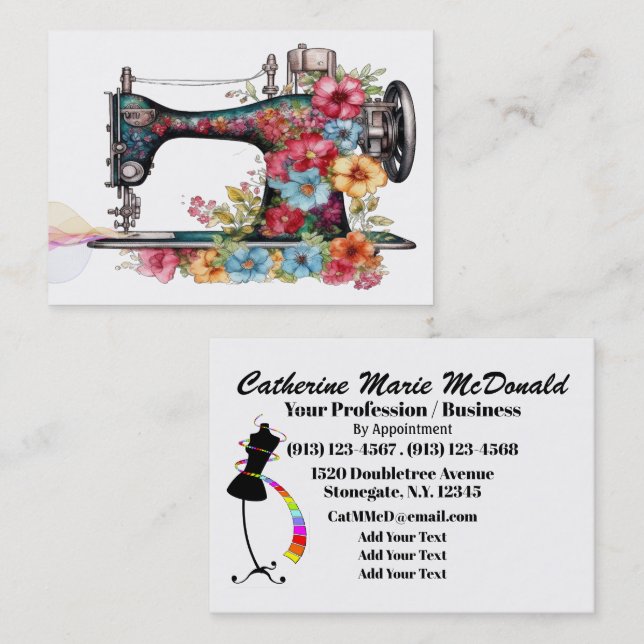 Sewing / Fashion / Seamstress Size Mighty Business Card (Front/Back)