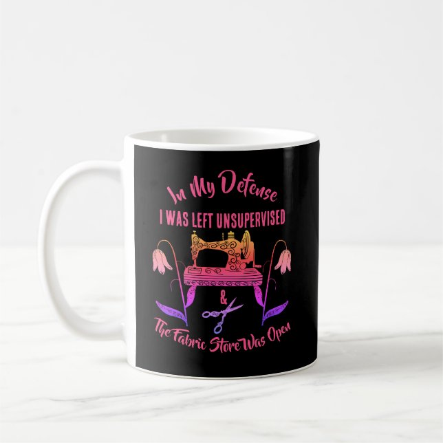 Sewing Funny Quote in Pink-Sewing Machine Coffee Mug (Left)