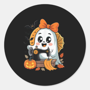 Sewing Ghost Costume For Women Cute Quilting Hallo Classic Round Sticker