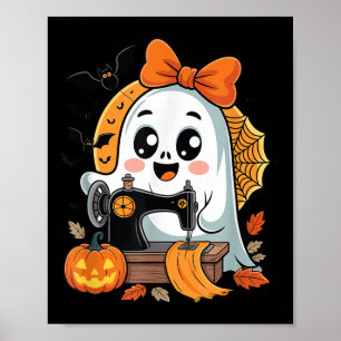 Sewing Ghost Costume For Women Cute Quilting Hallo Poster