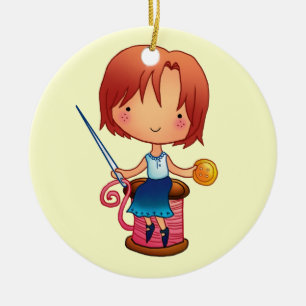 Sewing Girl Ornament