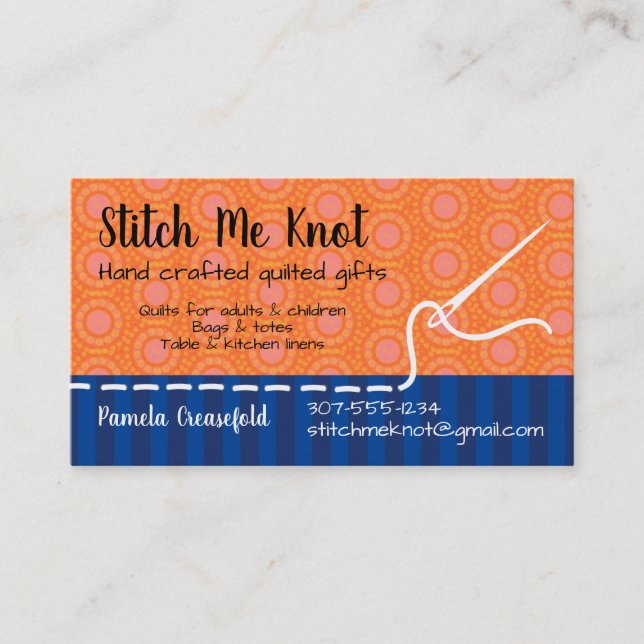 Sewing hand stitching needle thread quilting business card (Front)