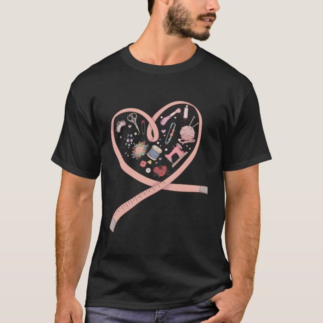 Sewing Is My He Quilting Loves Sewing Machines T-Shirt (Front)