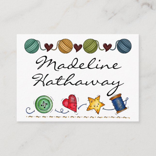 Sewing / Knitting Enclosure Card / Tag by SRF (Front)