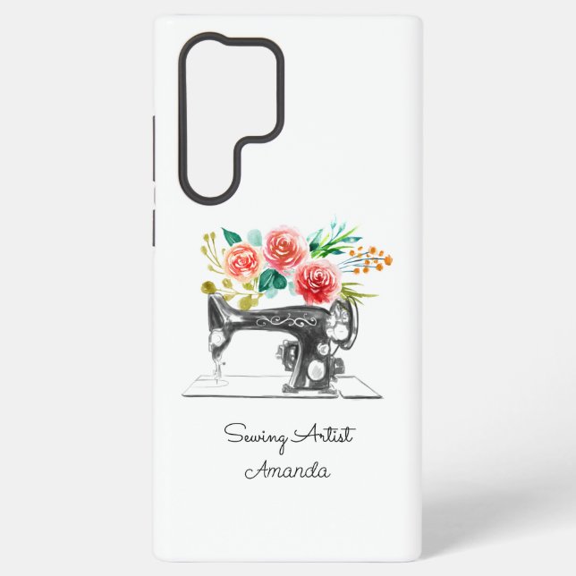 Sewing Knitting Stitching Black White Samsung Galaxy S22 Ultra Case (Back)