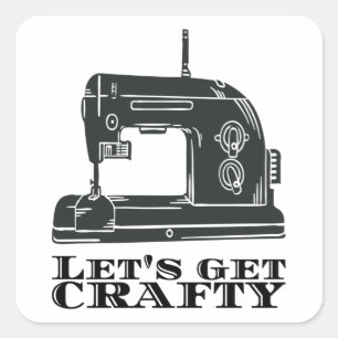 Sewing - Let's Get Crafty Square Sticker