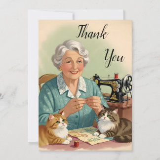 Sewing Lover And Cats Lovers Thank You Card