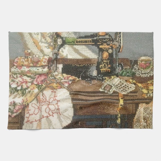 Sewing Machine and Dress Kitchen Towel (Horizontal)
