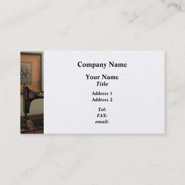Sewing Machine and Lithograph - Platinum Business Card (Front)