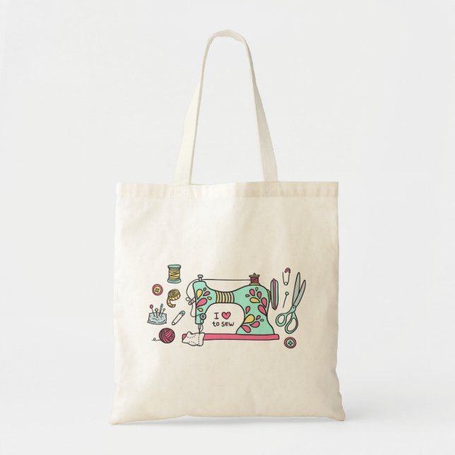 sewing machine, art, sewing pictures tote bag (Front)