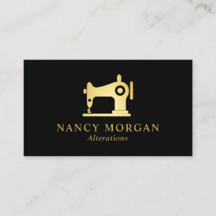 Sewing Machine Black And Gold Business Card