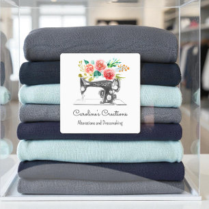 Sewing Machine Black White Seamstress Tailor Label
