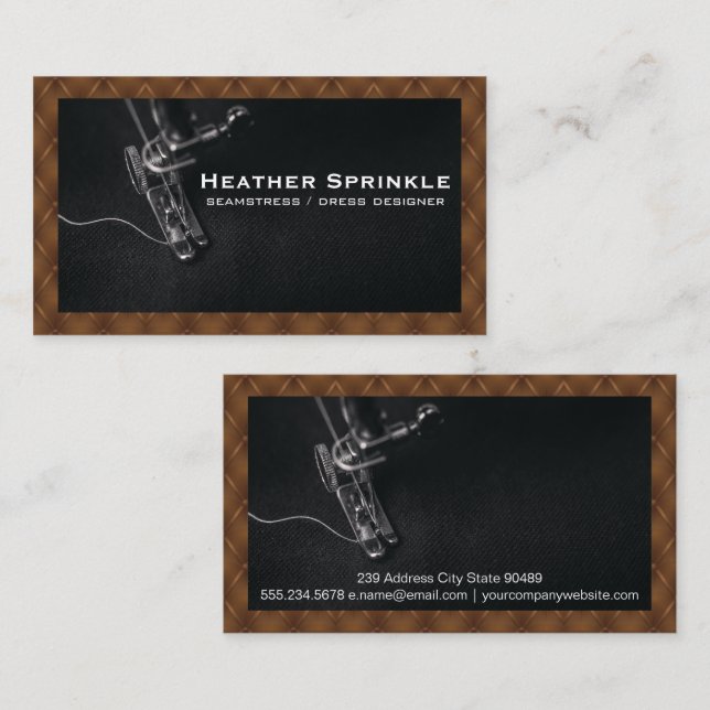 Sewing Machine | Brown Upholstered Padding  Business Card (Front/Back)