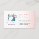Sewing machine business card watercolor teal pink