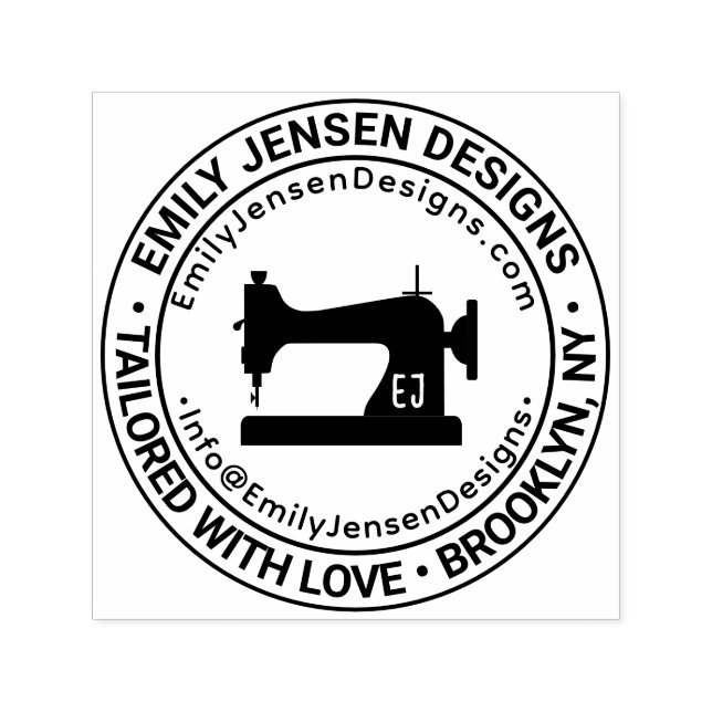 Sewing Machine Business Name Location URL Email Self-inking Stamp (Design)