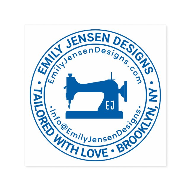 Sewing Machine Business Name Location URL Email Self-inking Stamp (Design)