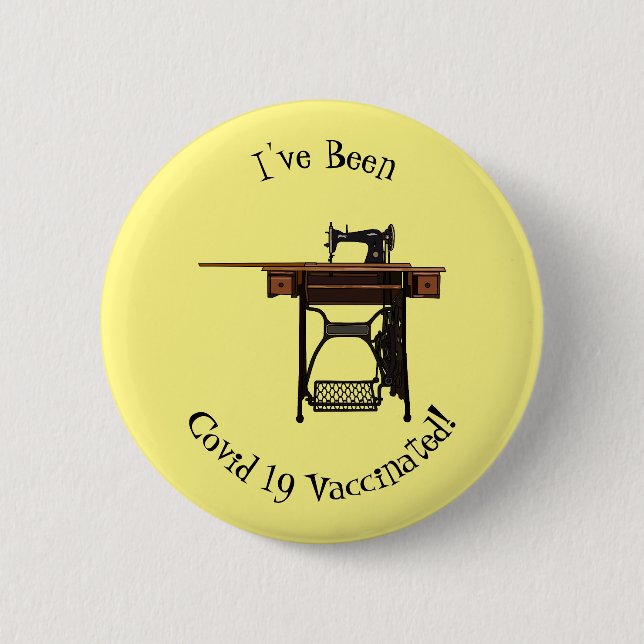 Sewing machine cartoon illustration 2 inch round button (Front)