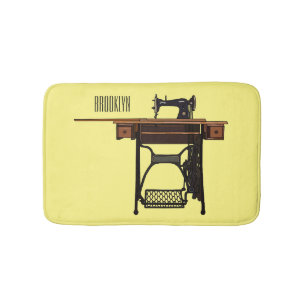 Sewing machine cartoon illustration bath mat