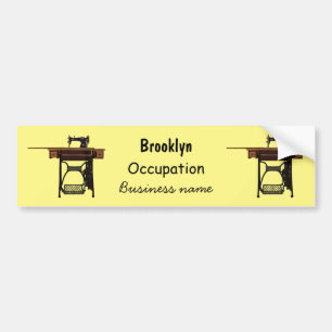 Sewing machine cartoon illustration bumper sticker