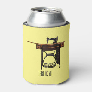 Sewing machine cartoon illustration  can cooler