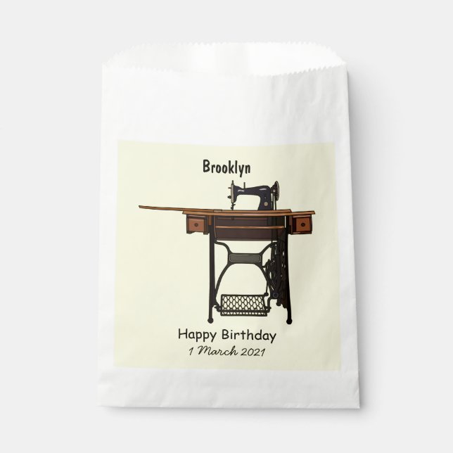 Sewing machine cartoon illustration favour bag (Front)