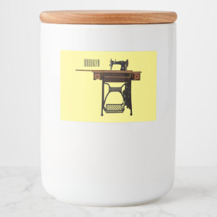Sewing machine cartoon illustration  food label