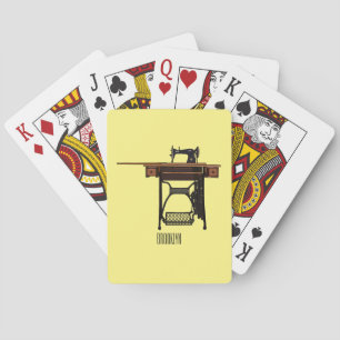 Sewing machine cartoon illustration  playing cards