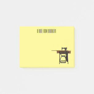 Sewing machine cartoon illustration  post-it notes