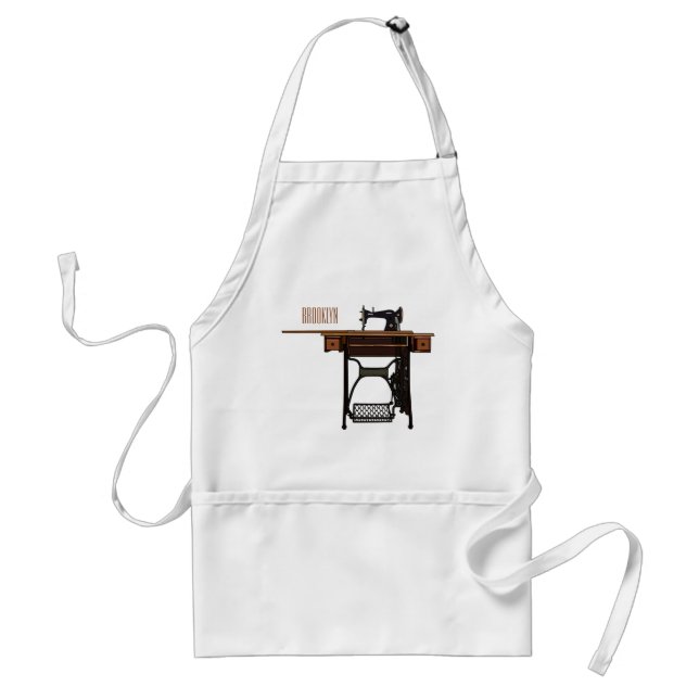 Sewing machine cartoon illustration  standard apron (Front)