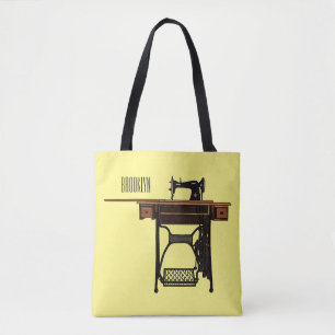 Sewing machine cartoon illustration  tote bag