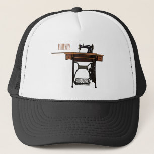 Sewing machine cartoon illustration  trucker hat