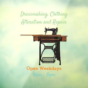 Sewing machine cartoon illustration window cling